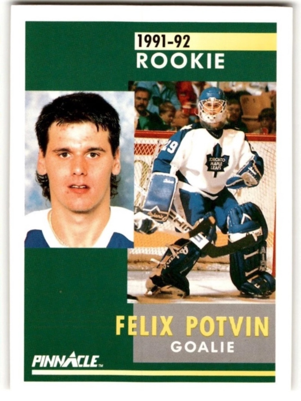 Felix Potvin 1991/92 Pinnacle Toronto Maple Leafs Hockey Card